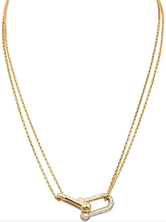 Gold Pavé Link Necklace - Picture 2 of 4